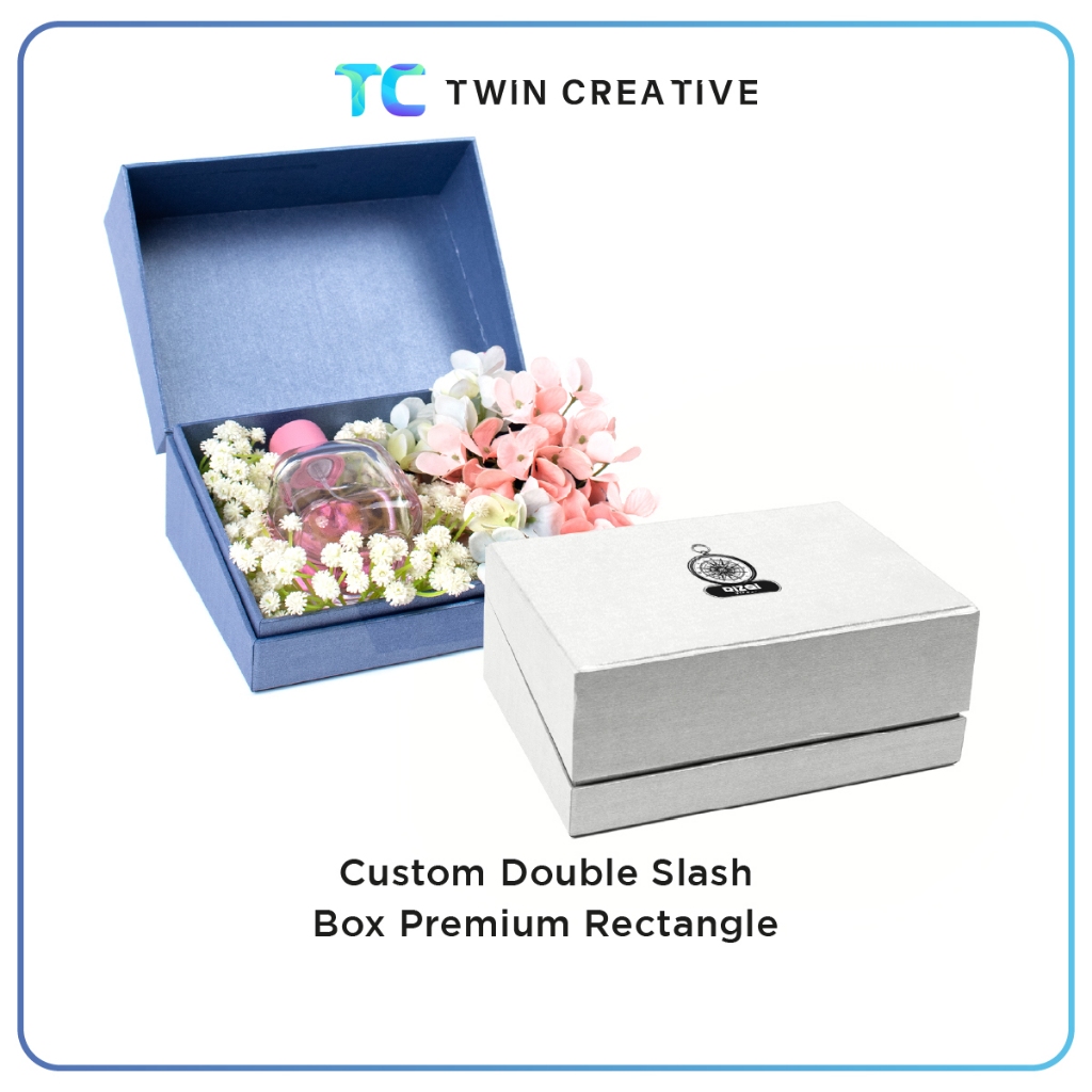 

Custom Double Slash Box Premium Rectangle Tempat Parfum / Jam Anniversary Gift - Kotak Kado Ulang Tahun