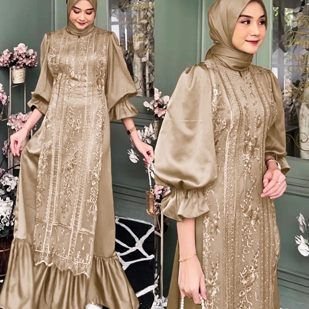 SONYA DRESS L XL | Gamis Satin Pesta Kondangan Panjang Brokat Terbaru Model Baju Bridesmaid Simple G