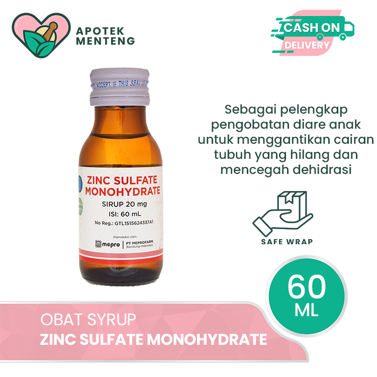 Zinc Sulfate 20 mg/5 mL Sirup 60 mL - Pelengkap Pengobatan Diare Anak
