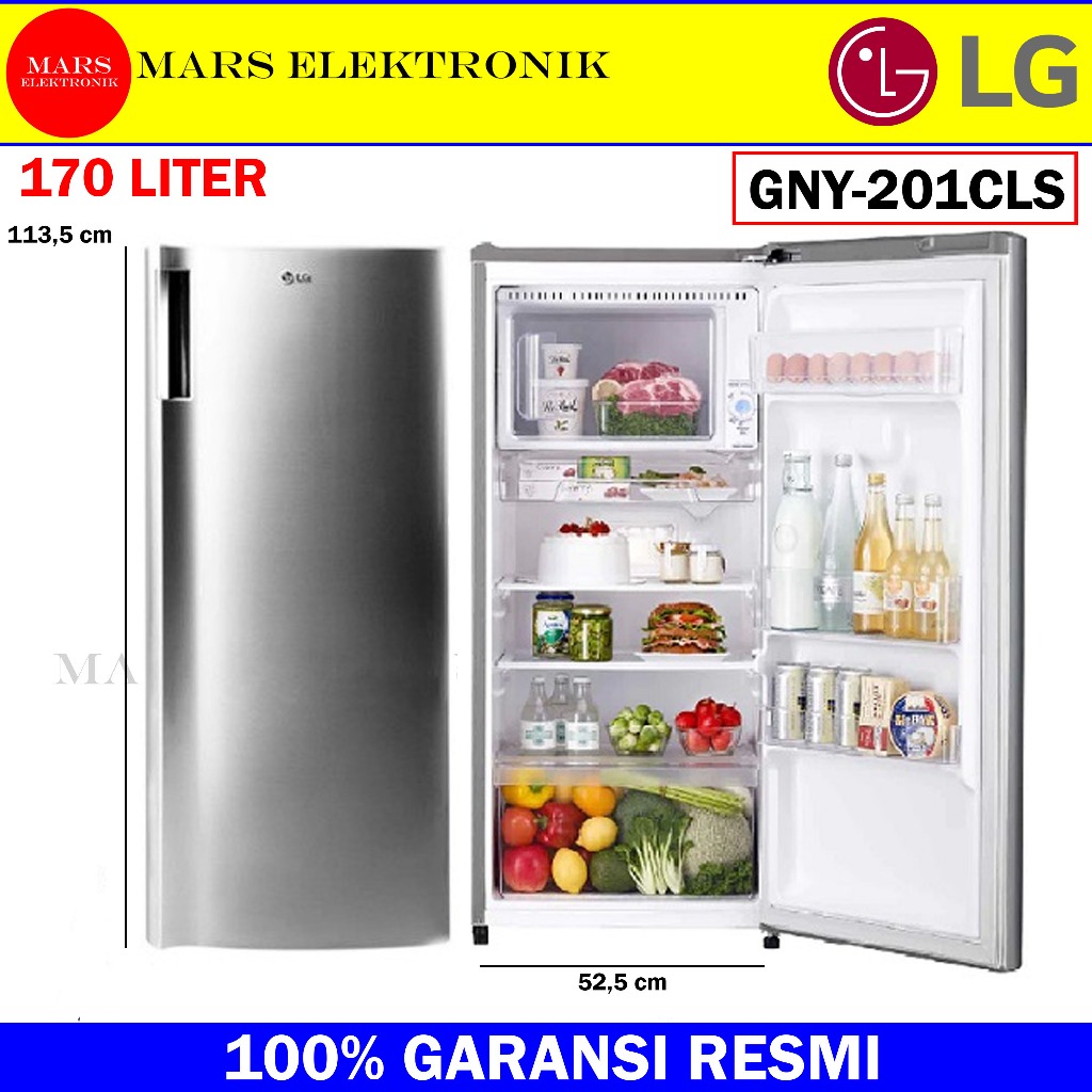 KULKAS LG GNY-201CLS - KAPASITAS 170 LITER - KULKAS 1 PINTU LG GNY201CLS - GNY 201 CLS - READY