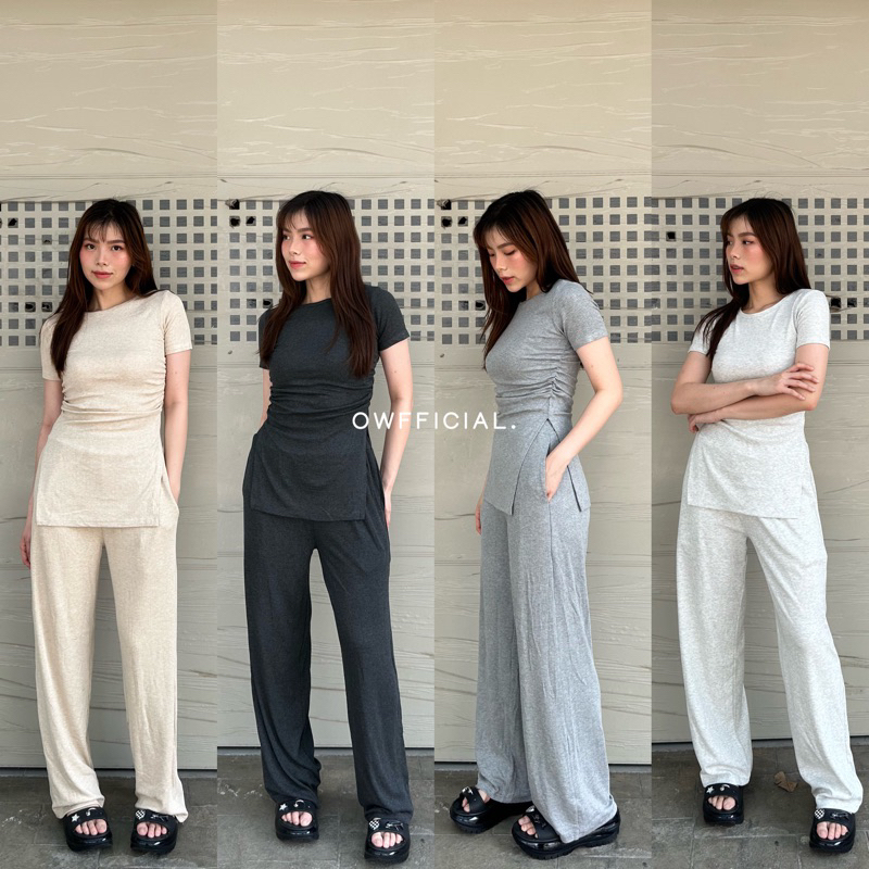 ADRIA KNIT SET | Setelan Raiut Wanita Oneset Knit Set Atasan Top Basic Celana Panjang Highwaist Baju