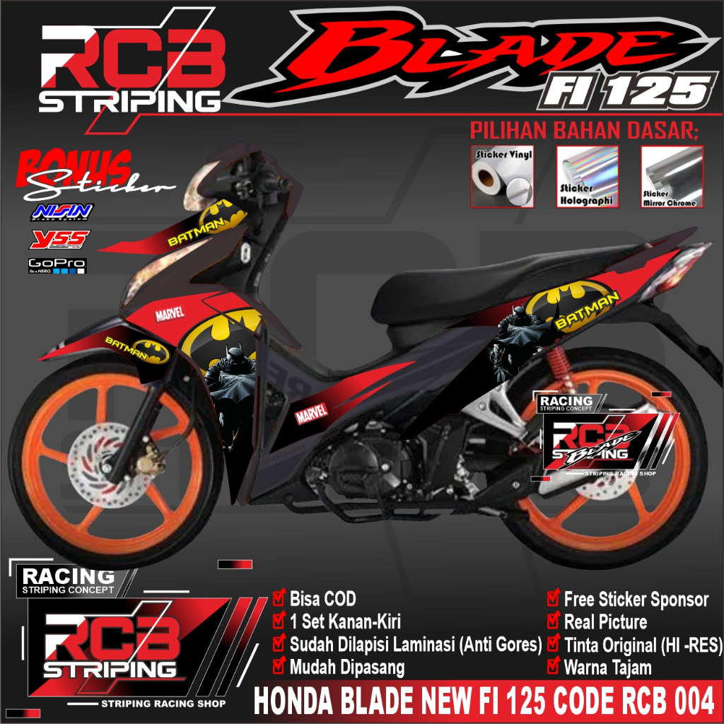 Striping Blade 125 New - Sticker BATMAN Lis Honda Blade 125 New - Striping Blade 125 New RCB 004