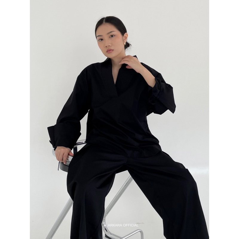 ARKARA - Matilda Shirt - Open Back Shirt - Atasan Wanita - Cotton Blend Oversized