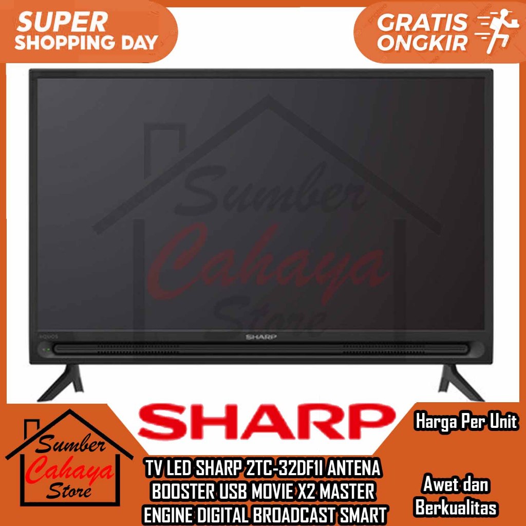 [Instan] Sharp LED Digital TV 32 Inch 2T C32DF1i AQUOS DVB T2 HD READY 2TC32DF1i TIVI USB MOVIE ANTE