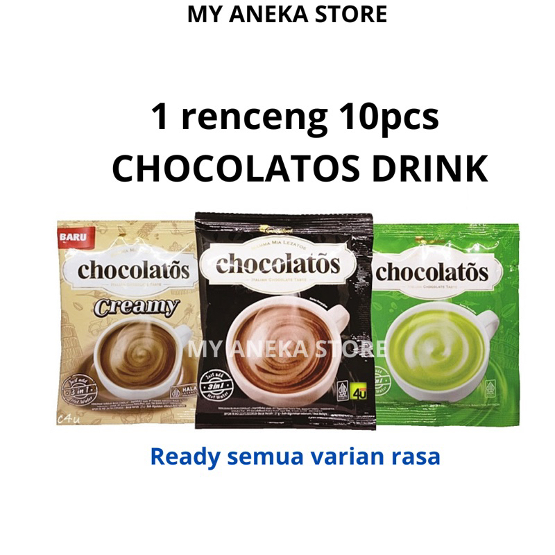 

1 RENCENG 10pc CHOCOLATOS DRINK SACHET/ chocolatos /coklat /matcha /creamy/ susu instant