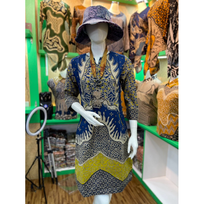 Batik Tunik Qistina Batik Motif Gunung Biru Bahan Katun