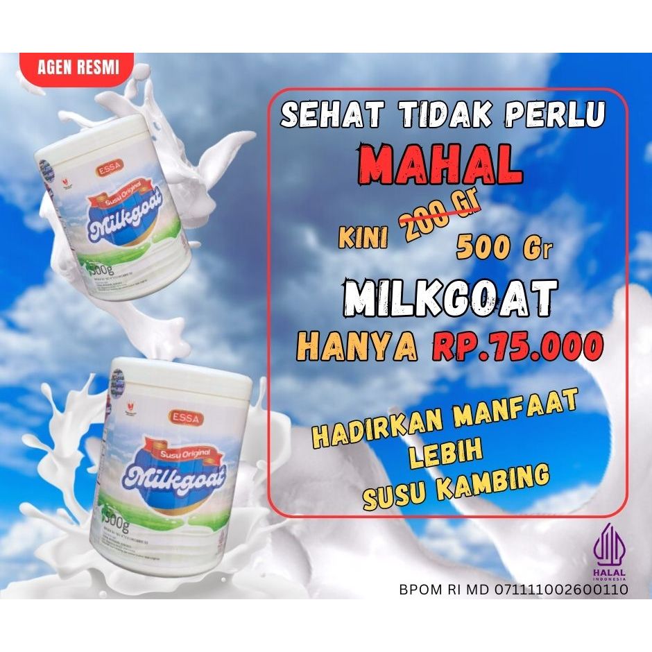 

Susu Kambing Milkgoat Essa 500gr RENDAH LEMAK, TINGGI PROTEIN.