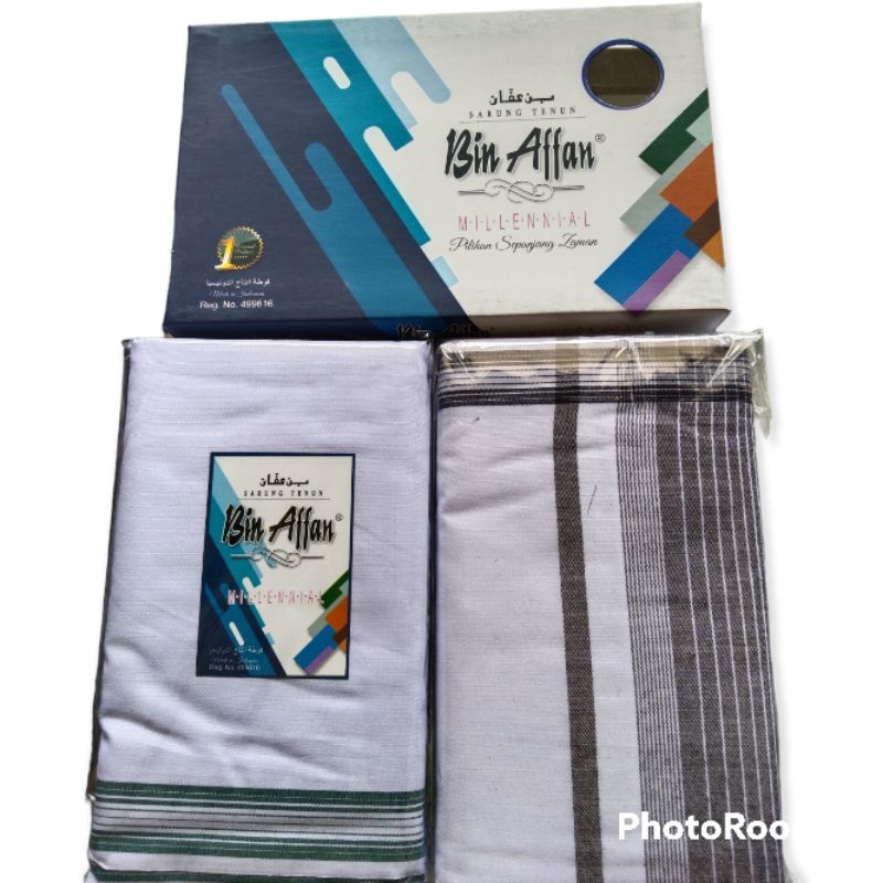 Sarung Polos Putih BIN AFFAN Sarung Tenun Pria Laki Dewasa