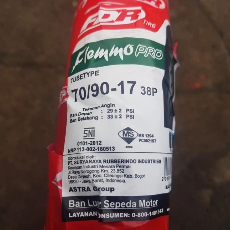 Ban Depan Motor Bebek Fdr FLEMO PRO Ring 17 Tubetype Bam Dalam