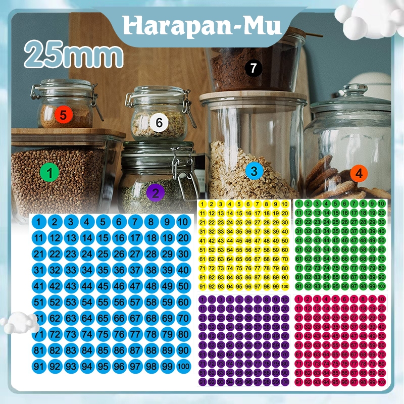 Dot Label Nomor 5 Lembar Sticker Angka Kecil Color Dot Stickers Stiker Bulat Polos
