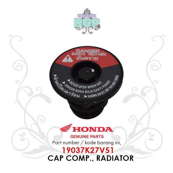 Tutup Radiator Vario PCX 150 (Cap Comp., Radiator) Ori AHM Vario 150 - 19037K27V51