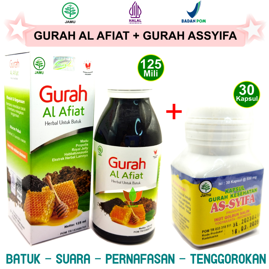 PAKET OBAT GURAH SUARA TENGGOROKAN BATUK PERNAFASAN LENDIR DAHAK BATUK : KAPSUL GURAH ASSYIFA IKOT Q