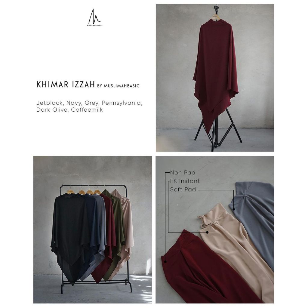 MUSLIMAH BASIC - Izzah Khimar Softpad Premium Lexus - Jetblack L