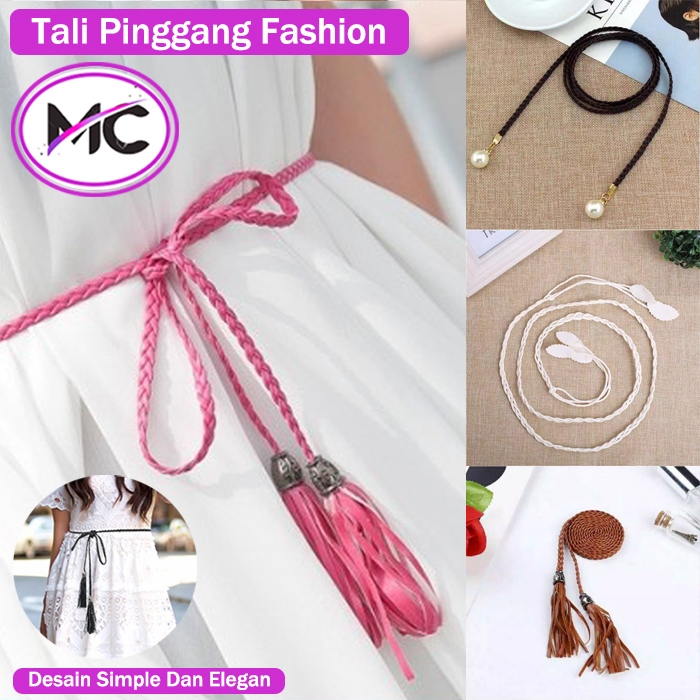 Tali Pinggang Wanita Kepang Rumbai Daun Mutiara Gesper Kecil Cewek Ikat Pinggang Belt Fashion