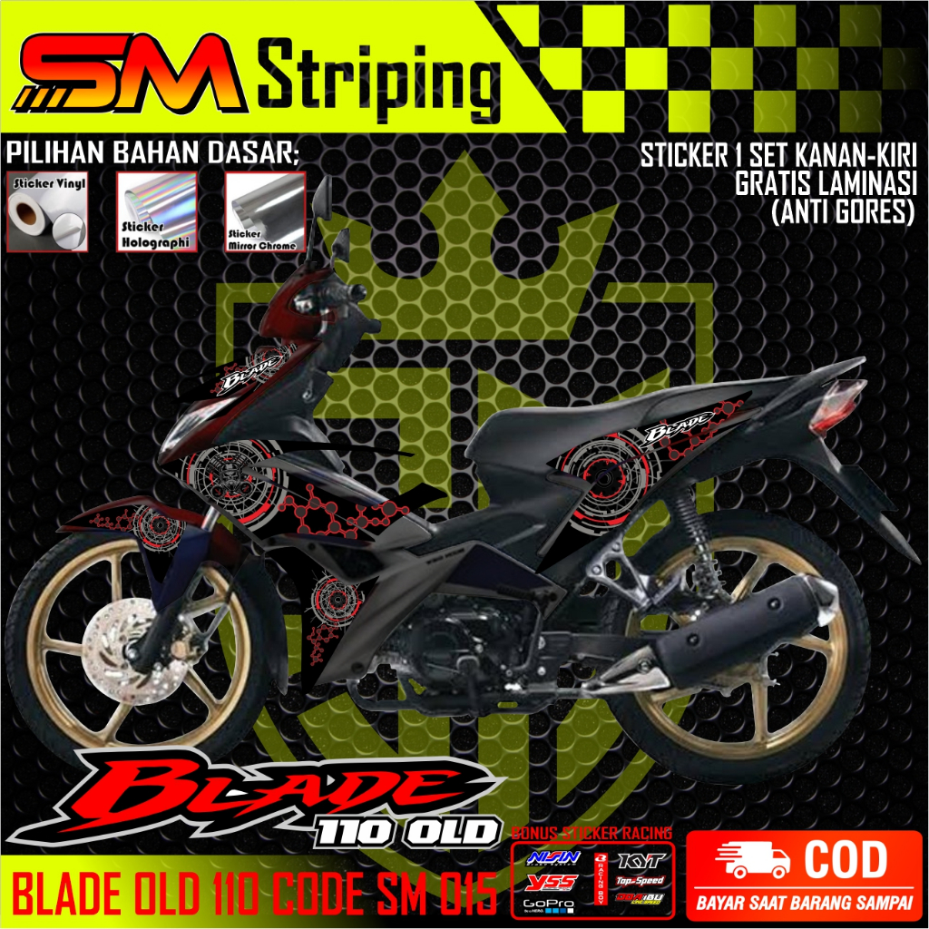 STIKER MOTOR HONDA BLADE 110 OLD STRIPING VARIASI CUSTOM KEREN MURAH - STICKER STRIPING MOTOR HONDA 