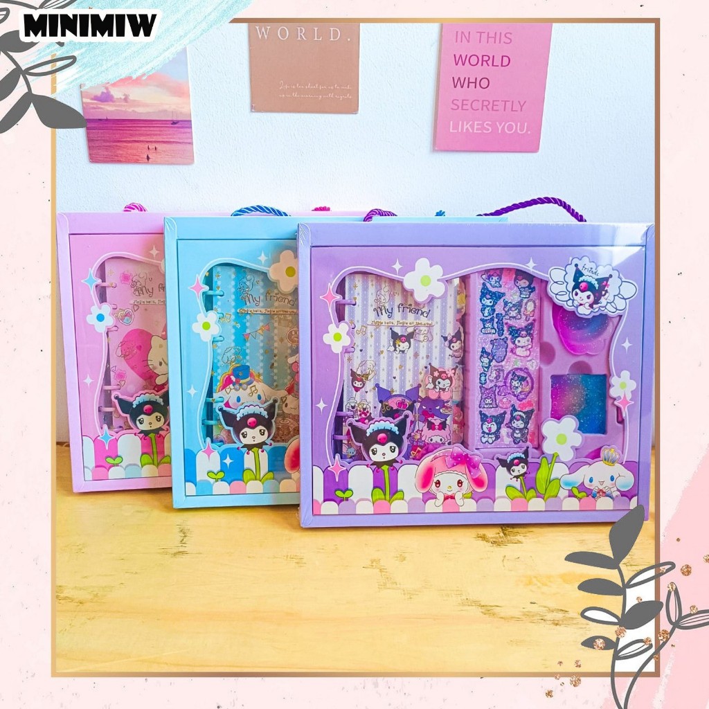 

PAKET BUKU JURNAL STICKER MEWAH BERTALI SANRIO 7 IN 1 TZLH-S001 BUKU SPIRAL PEN STICKER PINSET SPATULA ALAT TULIS KANTOR SEKOLAH MURAH TERMURAH COD