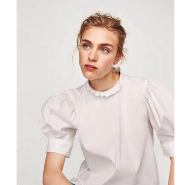 ZARA poplin puff white