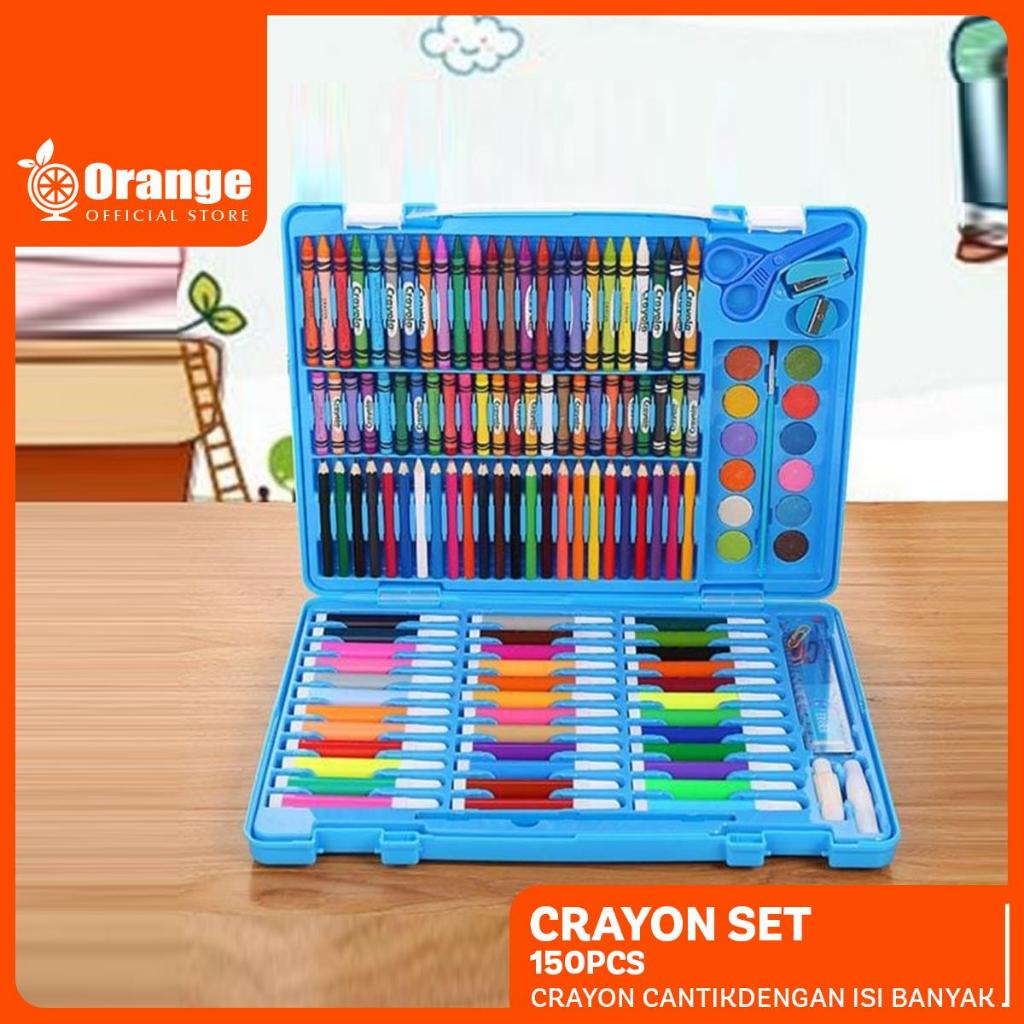 

ORANGE - Crayon Anak 150 PCS Set Koper Full Alat Melukis Mewarnai Set KIDS LAND