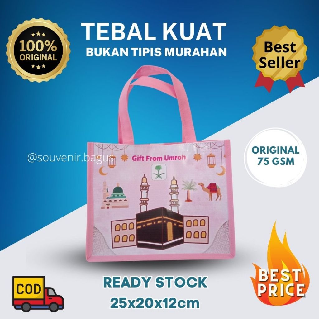 Tas Oleh Oleh Souvenir Umroh Haji Ready Pink Kakbah Masjidil Haram Hajj Umrah Asemka Jakarta