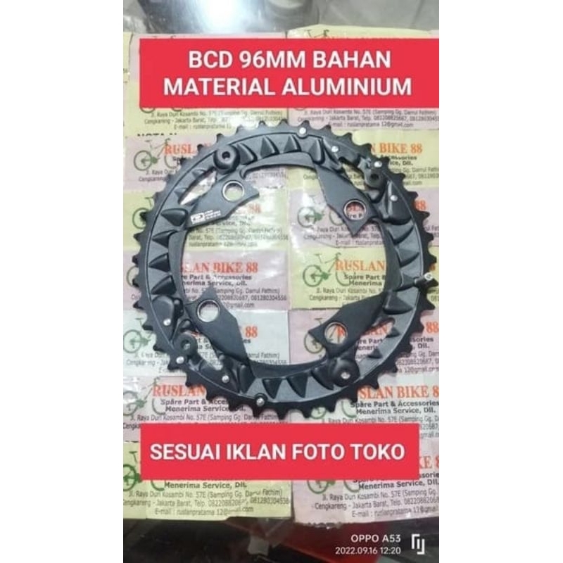 chainring Shimano 40t BCD 96mm buat 2 sped bahan material aluminium 100% original Shimano sesuai ikl