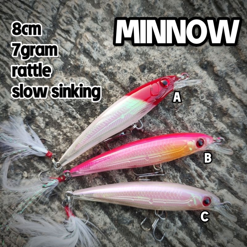 umpan casting MINNOW slow sinking 8cm 7gram