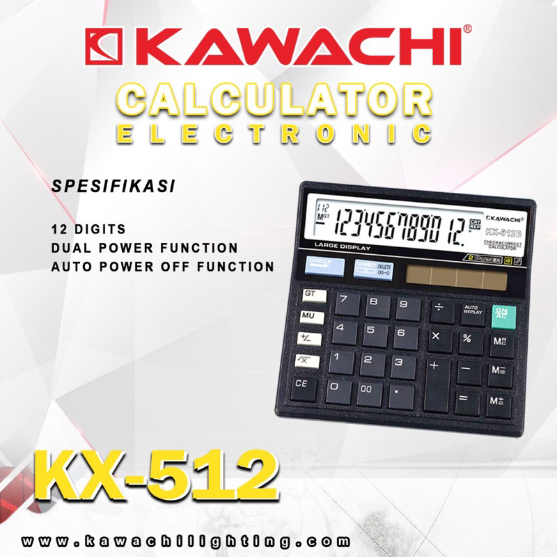 

KALKULATOR KAWACHI KECIL 12 DIGIT KX-512 HITAM