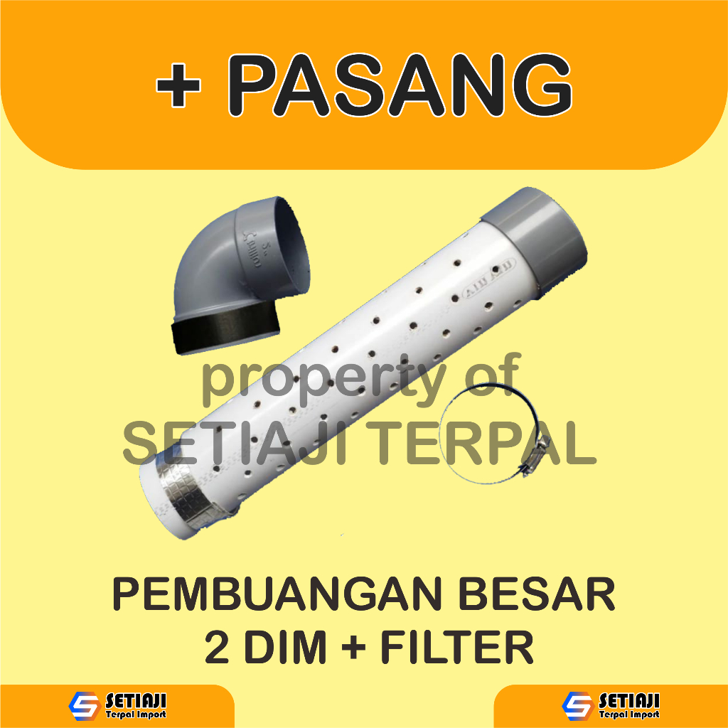 Pipa filter+Keni L pembuangan Kolam 2 inch / 2dim D