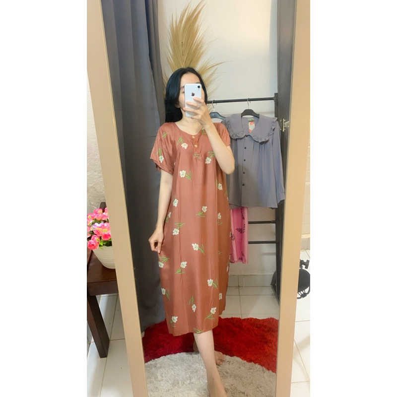 Daster std bunga2 coklat