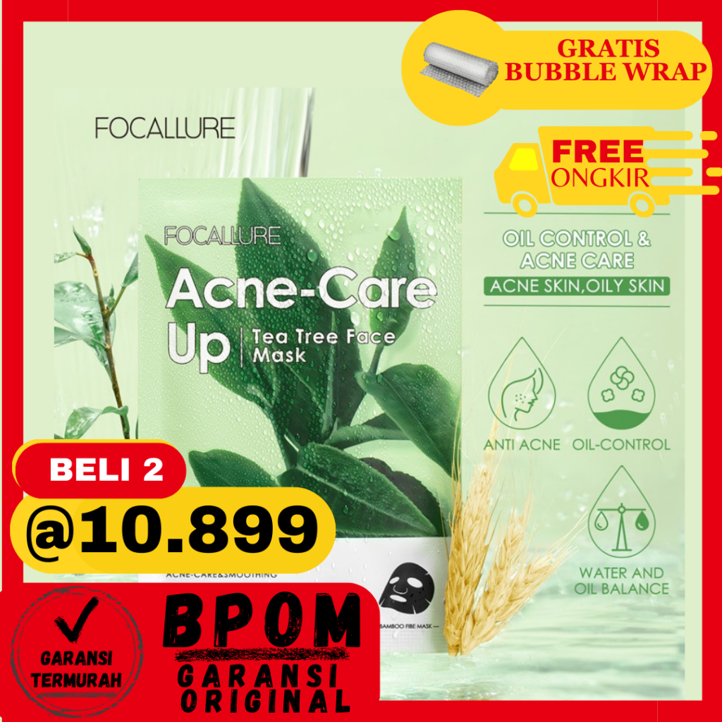 [BPOM dan ORI] FOCALLURE Sheet Mask Masker FOCALLURE Vitamin C brighten up/ Acne-Care Mask-Energy Fa