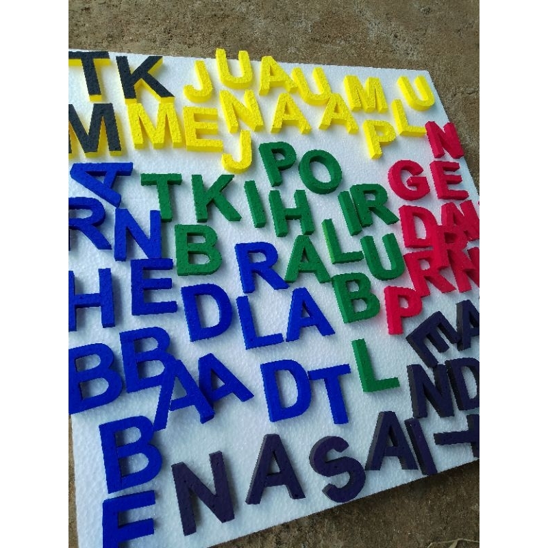 HURUF TIMBUL STYROFOAM TINGGI 5 CM / HURUF TIMBUL / HURUF STYROFOAM