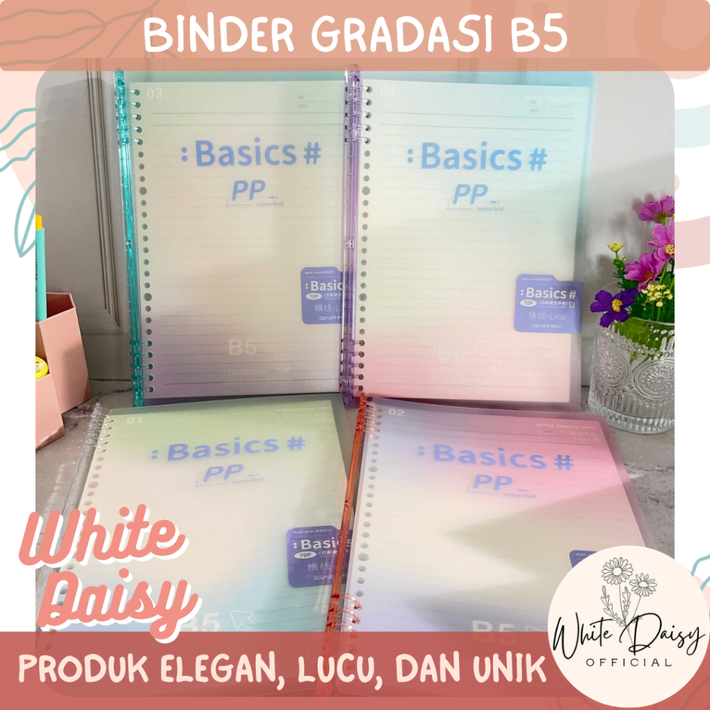 

Buku binder gradasi B5 transparan premium lucu imut unik + Kertas