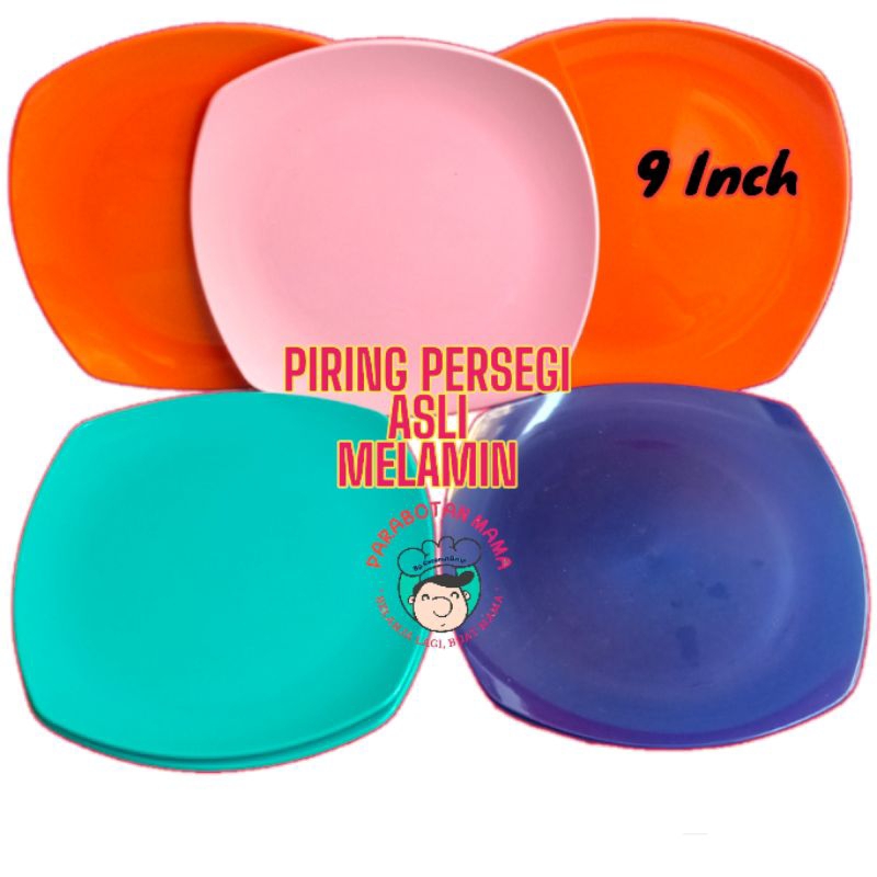 1/2 LUSIN PIRING PERSEGI MELAMIN || PIRING SAJIAN 9 INCH || PIRING KOTAK ASLI MELAMIN