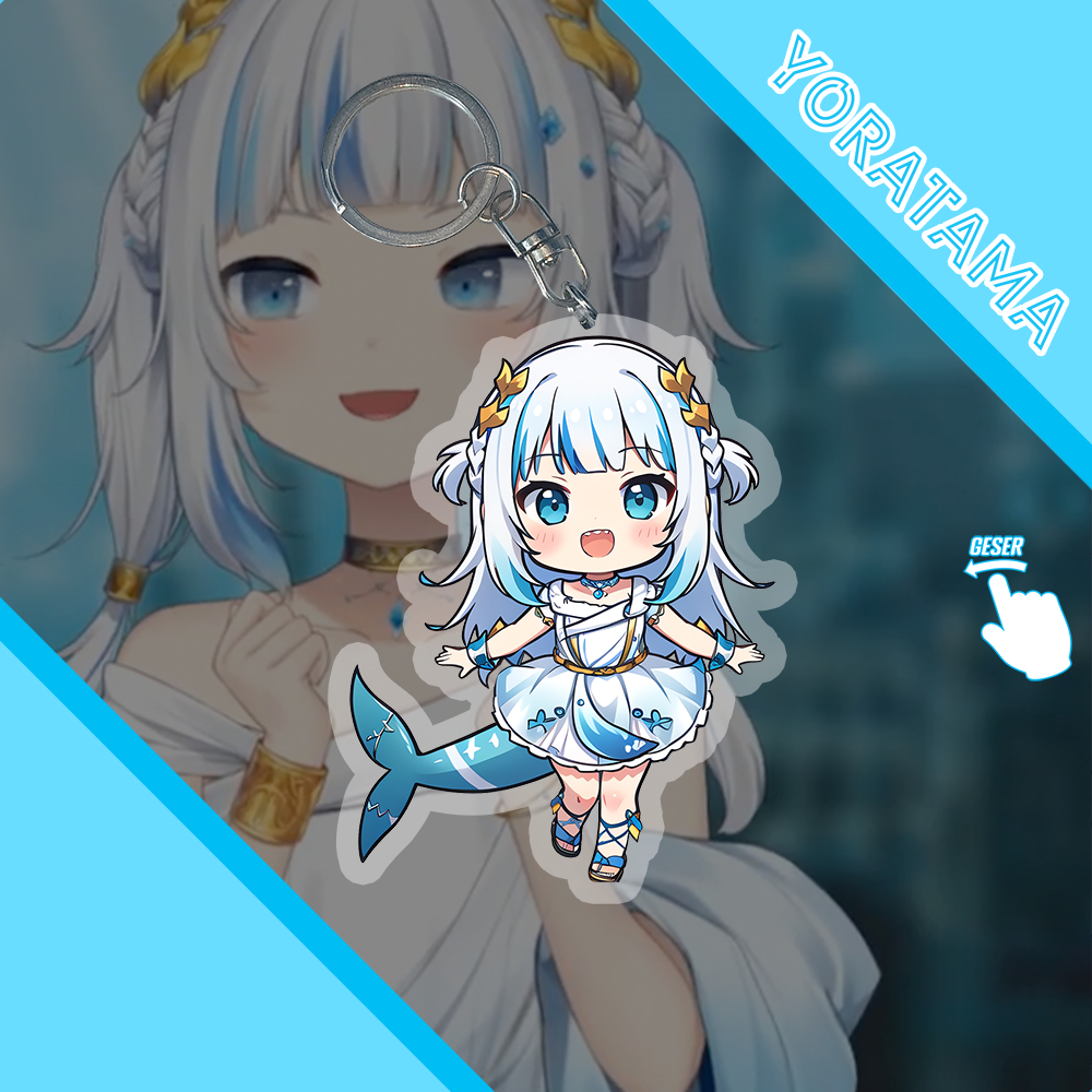 Gantungan Kunci Gawr Gura Hololive, Keychain Anime Lucu