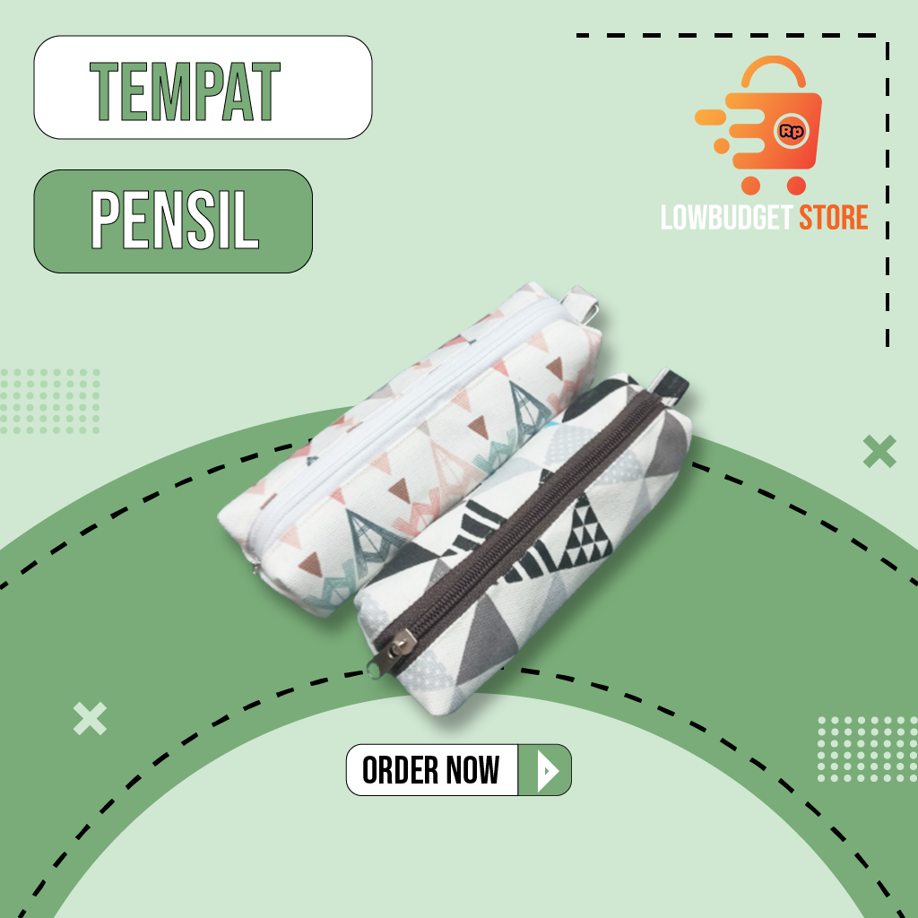 

Tempat pensil motif bentuk persegi panjang bahan kanvas