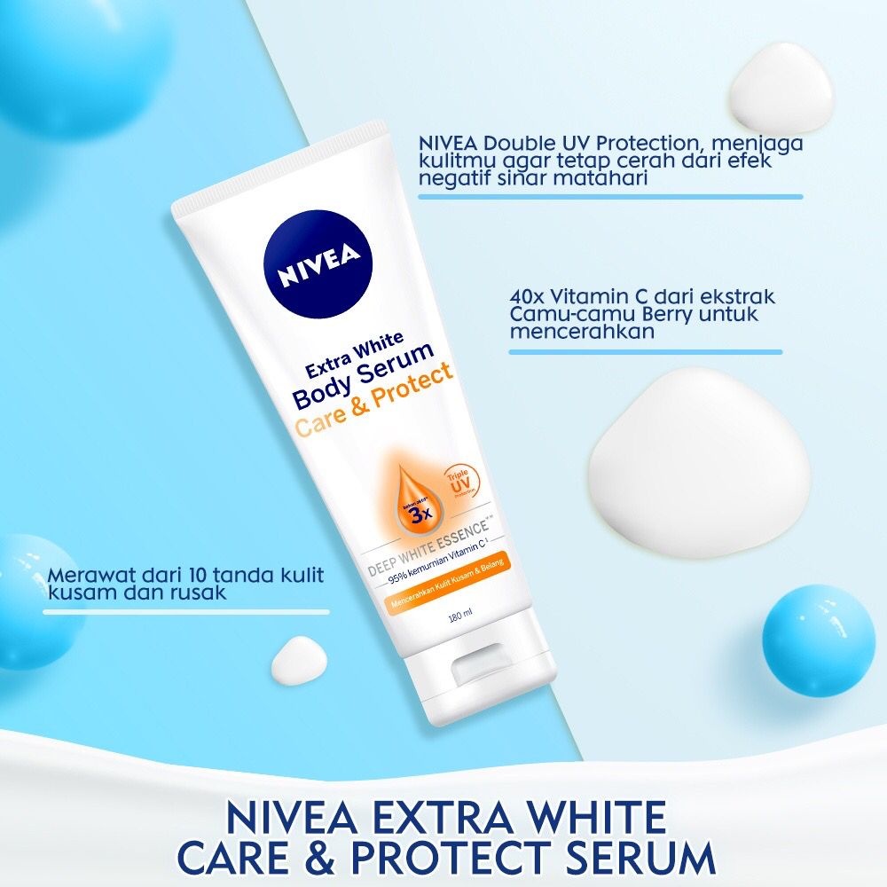 NIVEA Body Serum Extra White Bright || Care and Protect 70mL 180mL || Anti Age || Radiant and Smooth || Instant Glow || Night || Hijab || Body Lotion Original BPOM