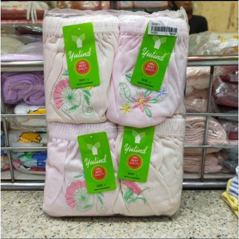 grosir 12 pcs celana dalam wanita bordir yutind/ celana dalam dewasa katun