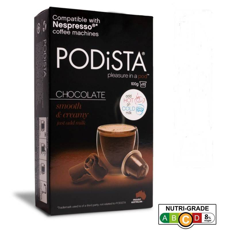 

Podista Smooth and Creamy Chocolate Nespresso Choco Pods 10 pc|Brand:PODISTA