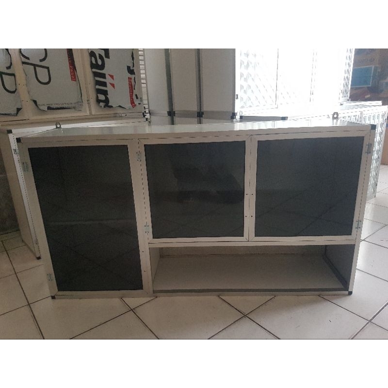 rak lemari gantung kitchen set atas aluminium 3 pintu bumbu