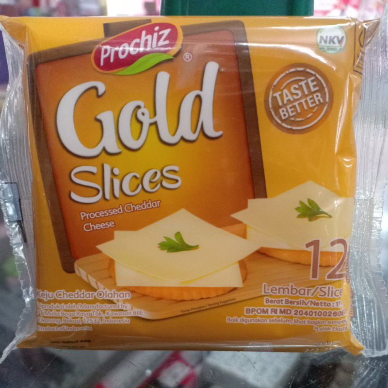 

Prochiz Gold Cheddar Slices isi 12 Keju Lembaran