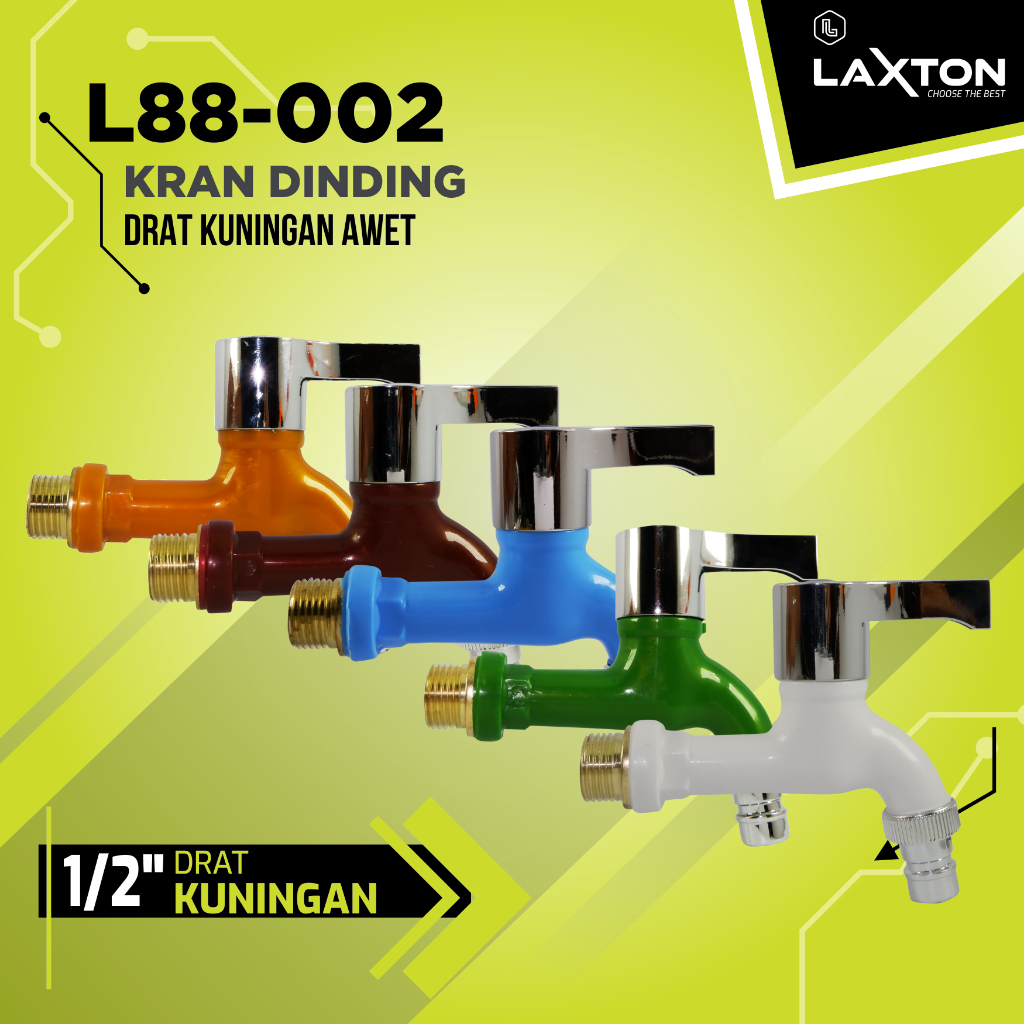 LAXTON Kran keran air dinding plastik drat 1/2" kuningan L88-002
