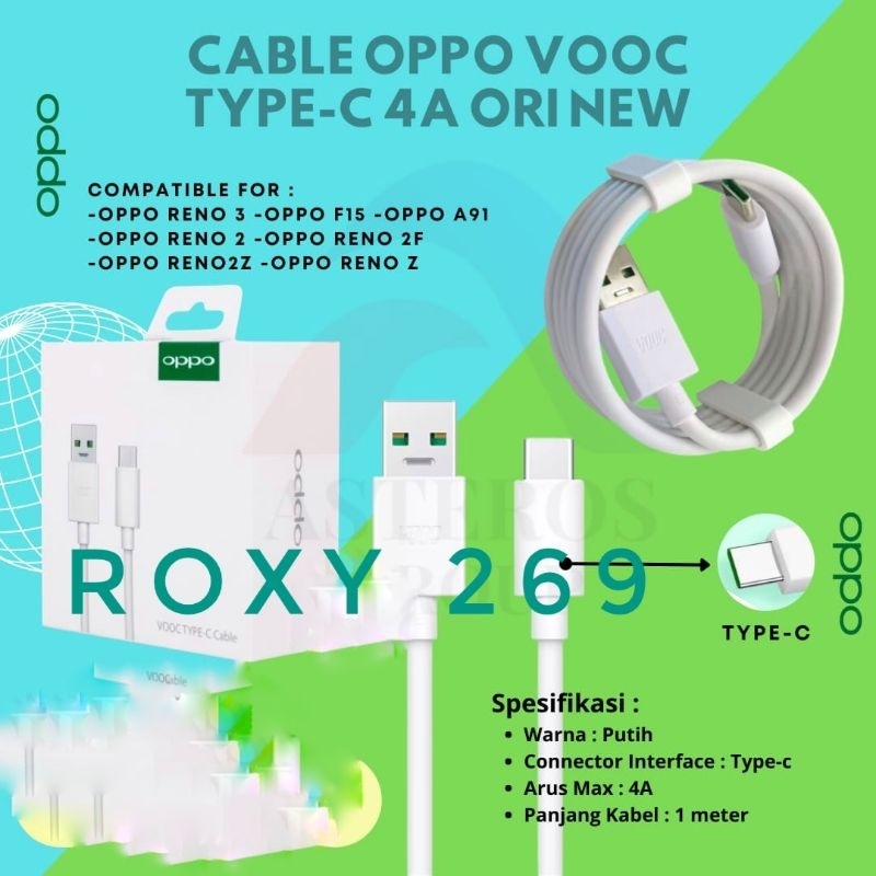 Kabel Data Oppo 4A USB C - Reno 2 3 2F 2Z Reno Z Oppo F15 Oppo A91 Cable Data Chargee Carger Chargin