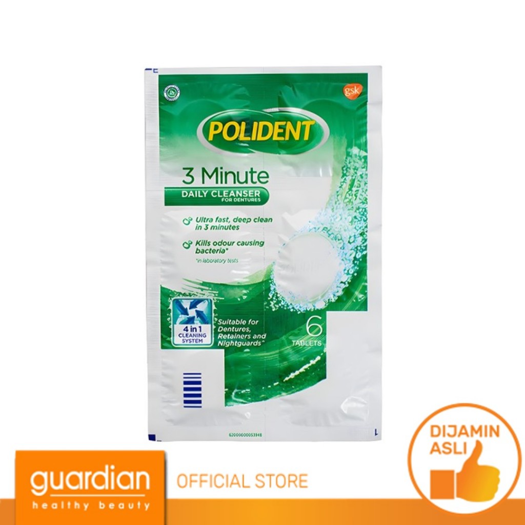 POLIDENT Cleanser 3 Minute Denture Cleanser 1 Strip X 6 Tablet