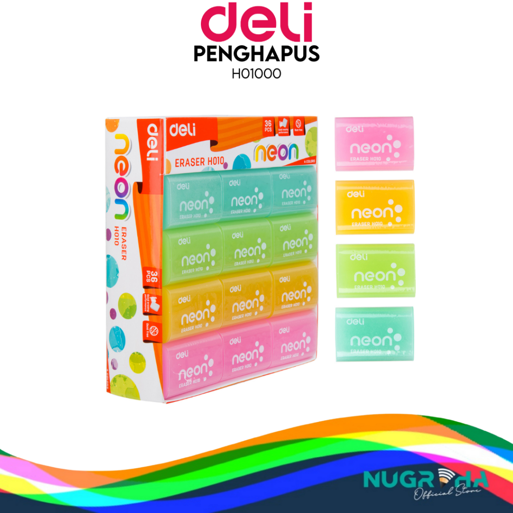 

Deli Penghapus Pensil Warna Neon bahan Eco-PVC kualitas bagus EH01000