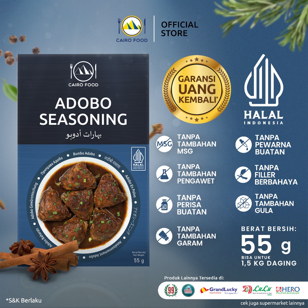 

Bumbu Adobo Sehat – Tanpa MSG, 100% Rempah Murni | Cairo Food