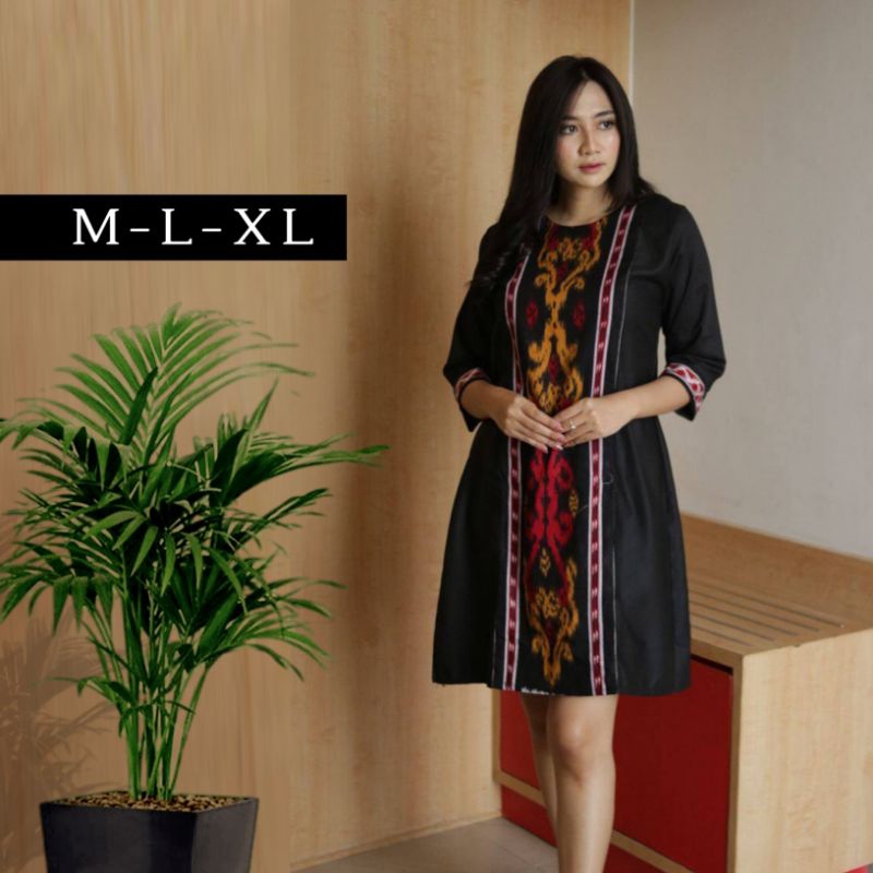 DRES DRESS WANITA POLOS SONGKET KONDANGAN GEREJA BATIK KOMBINASI | EME Store