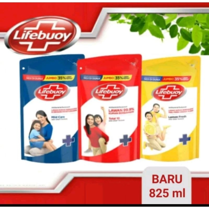 Lifebuoy sabun cair refill 825 ml/ sabun cair/body wash sabun mandi cair 825ml/ lifebuoy biru kuning