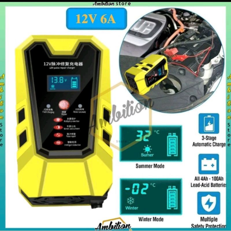 Cas aki otomatis 12volt/24volt 2a 6a 10a 20ampere charger motor mobil truk