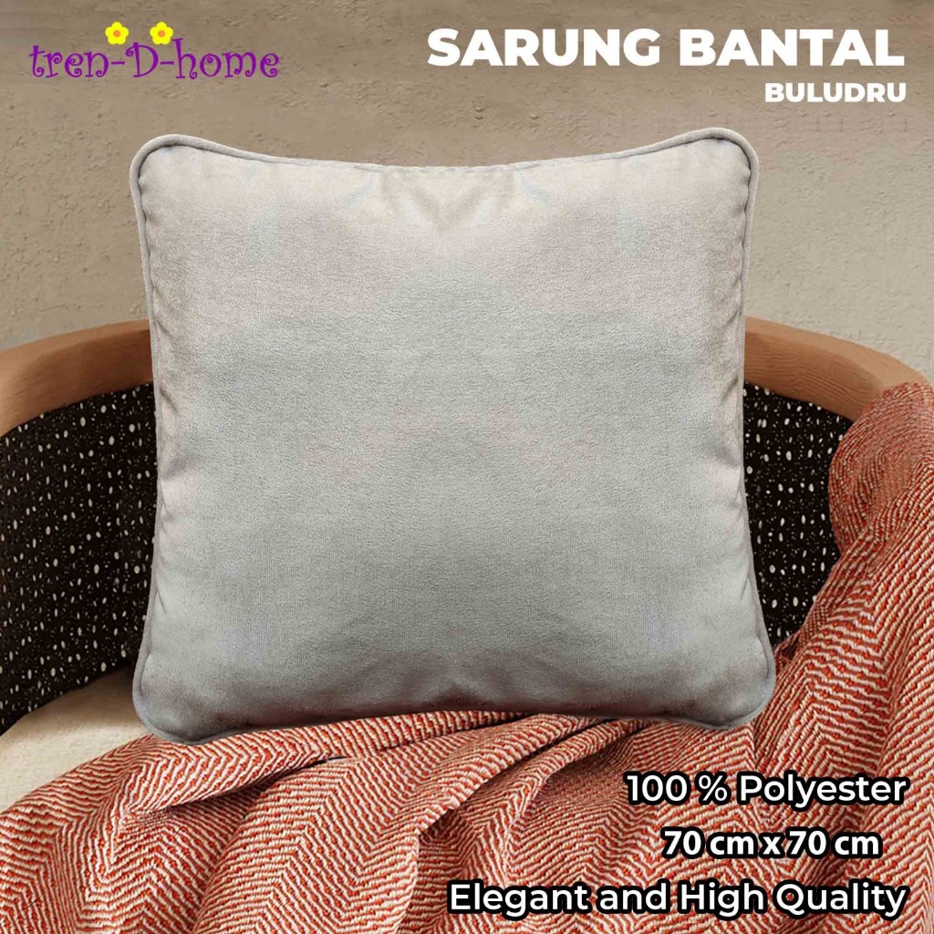 Tren-D-home - Sarung Bantal Kursi Sofa Ruang Tamu Polos Beludru 70 cm x 70 cm - NMs