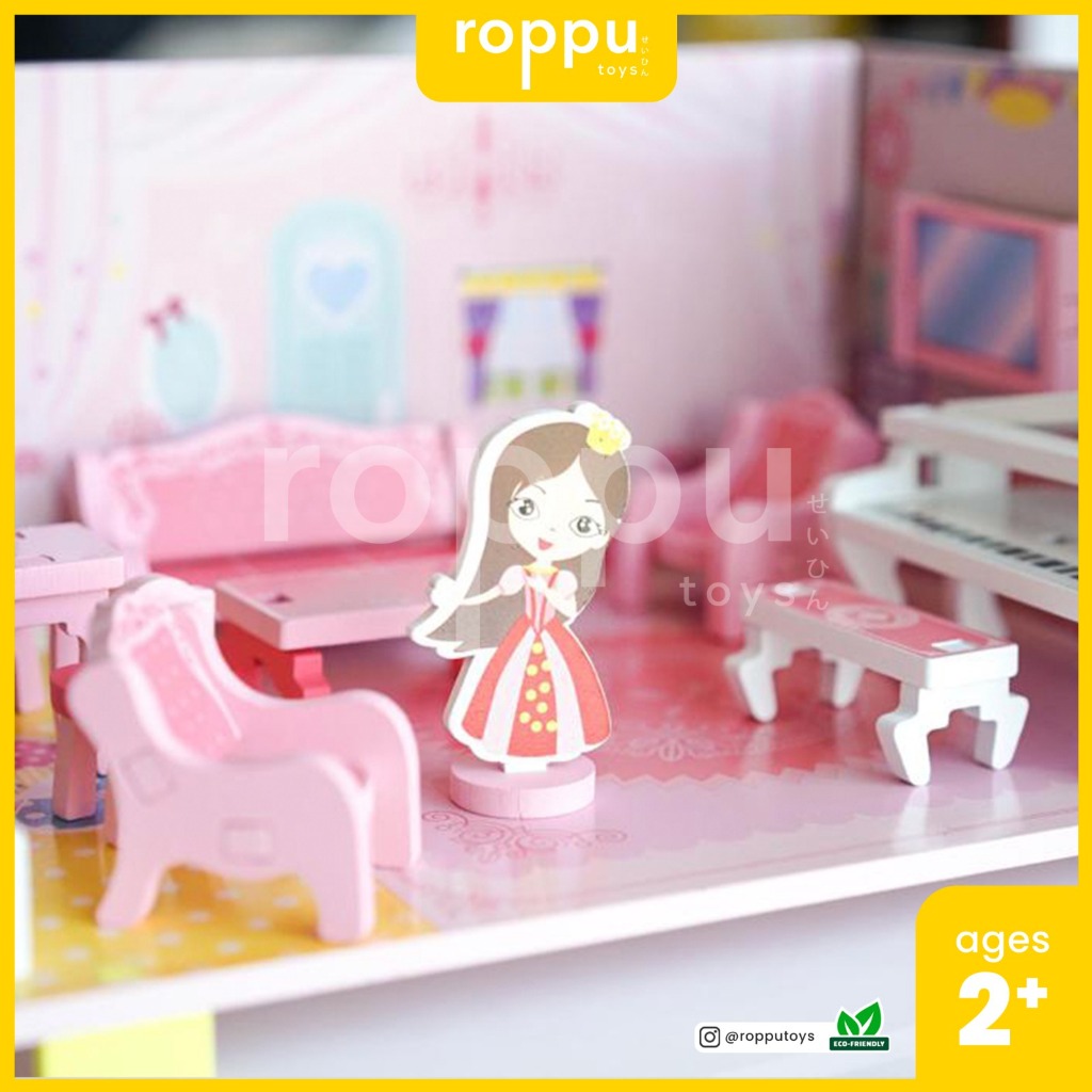 Roppu Wooden 3D DIY Mini Dollhouse/Mainan DIY Rumah Boneka Kayu/Mainan Rumah Boneka Kayu/Mainan Kayu