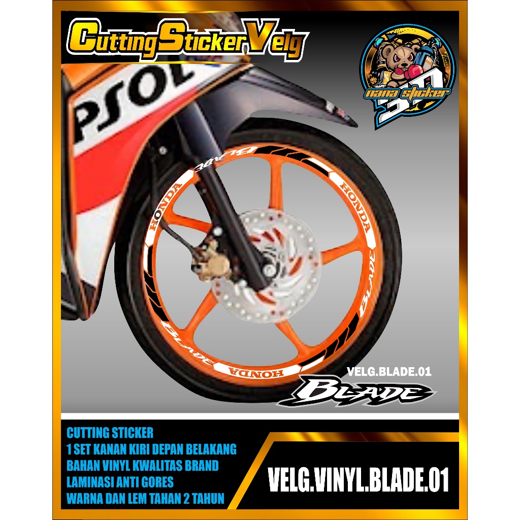 CUTTING STIKER VELG HONDA BLADE - STICKER LIS LIST VELG VARIASI HONDA BLADE 01